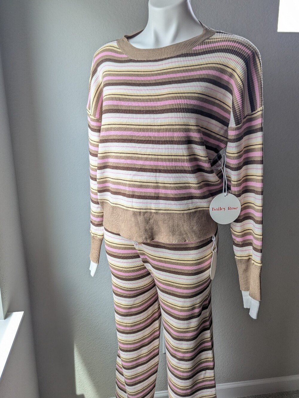 Bailey Rose Pink & Brown Striped Knit Set